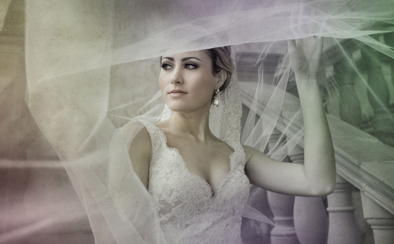 bridal photo under veil
