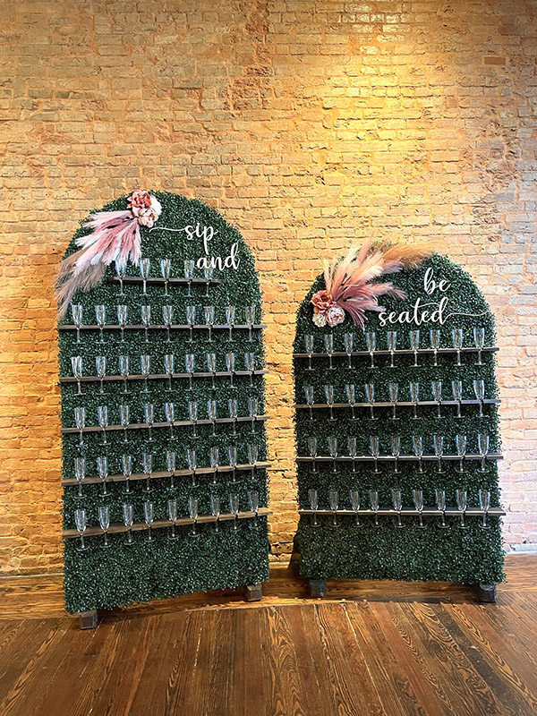 champagne wall wedding reception