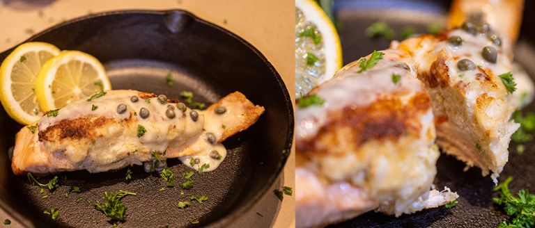 crab cake stuffed salmon